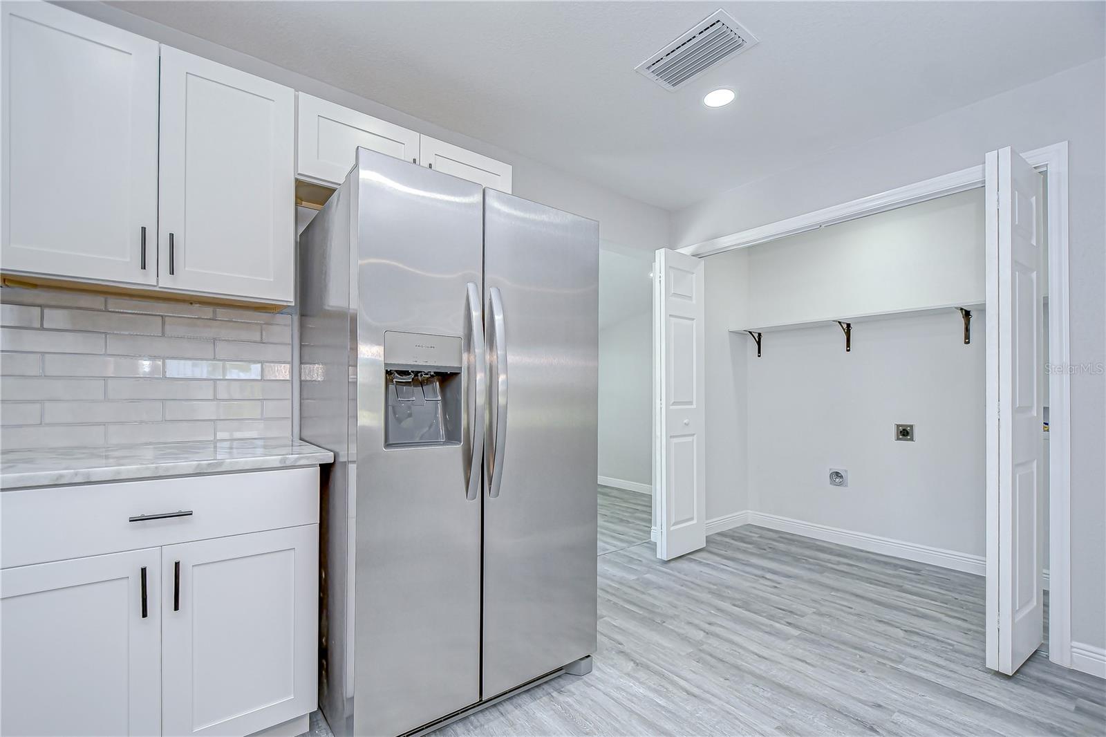 Washer and dryer hook up in the kitchen