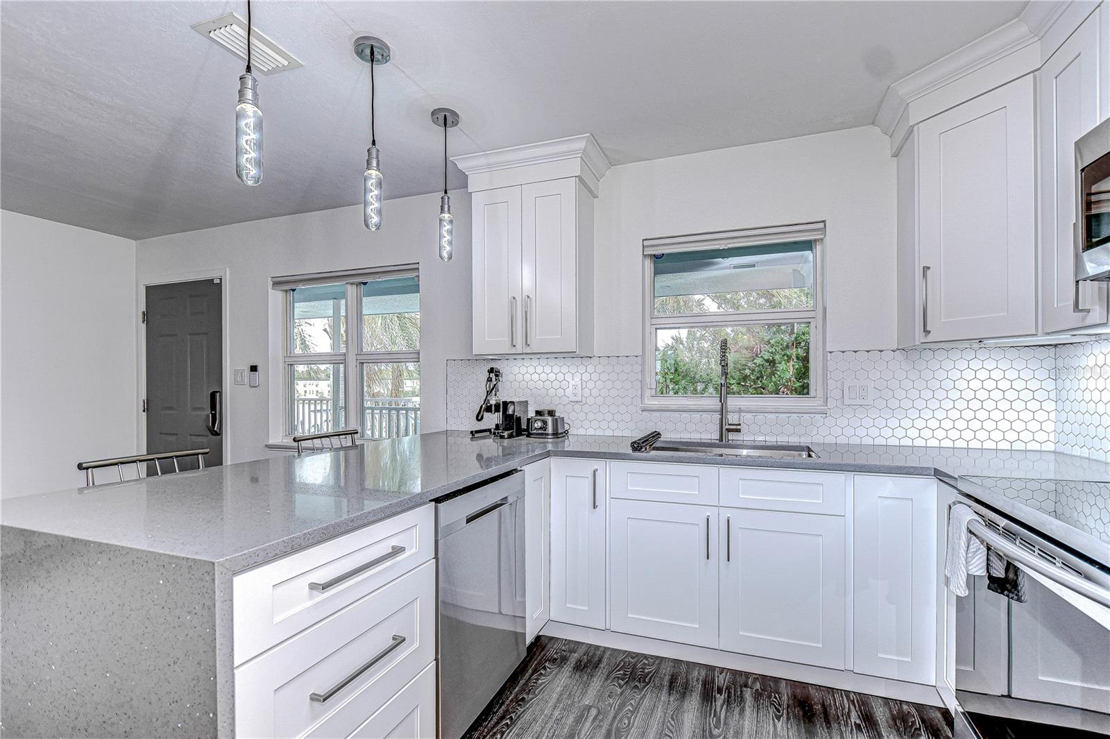 Remodeled kitchen with Quartz counters
