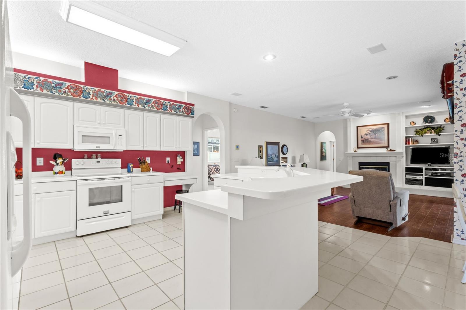 Kitchen opens to family room