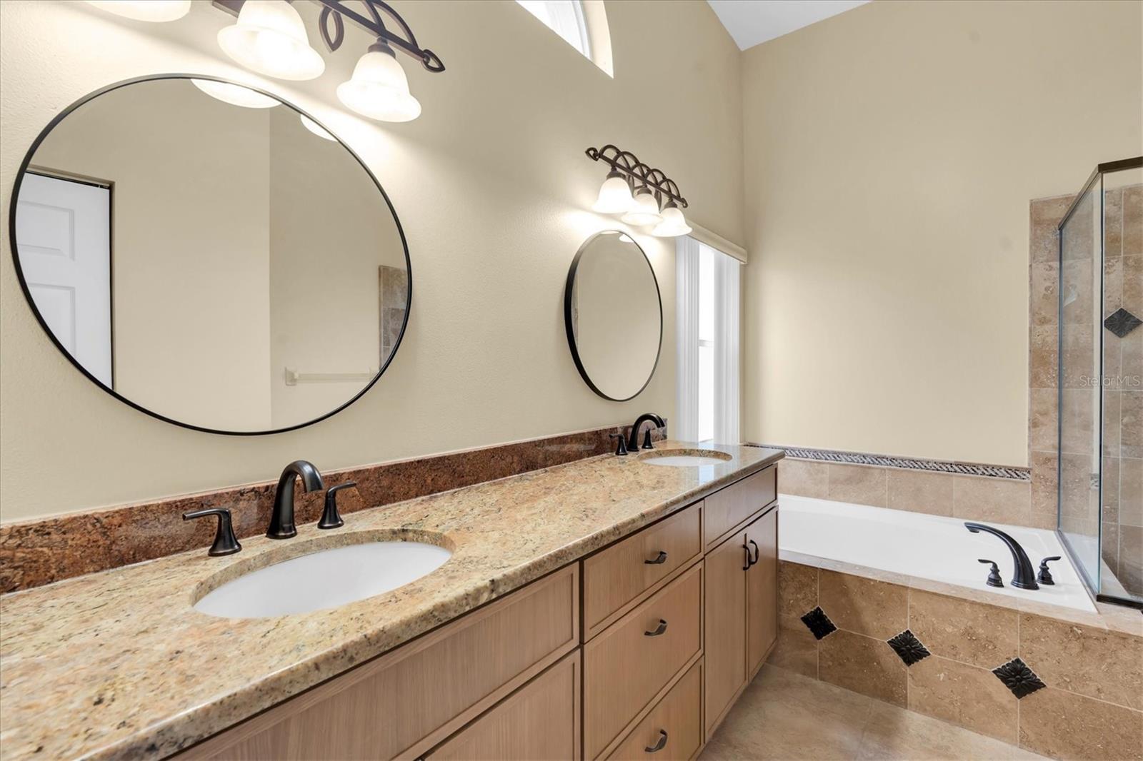 Master bath with NEW cabinets and granite counter tops