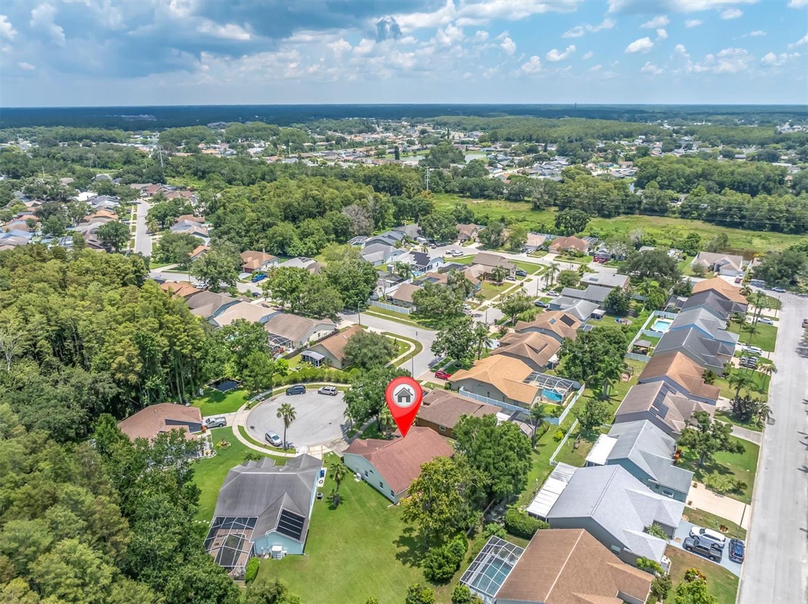 Drone view of neighborhood
