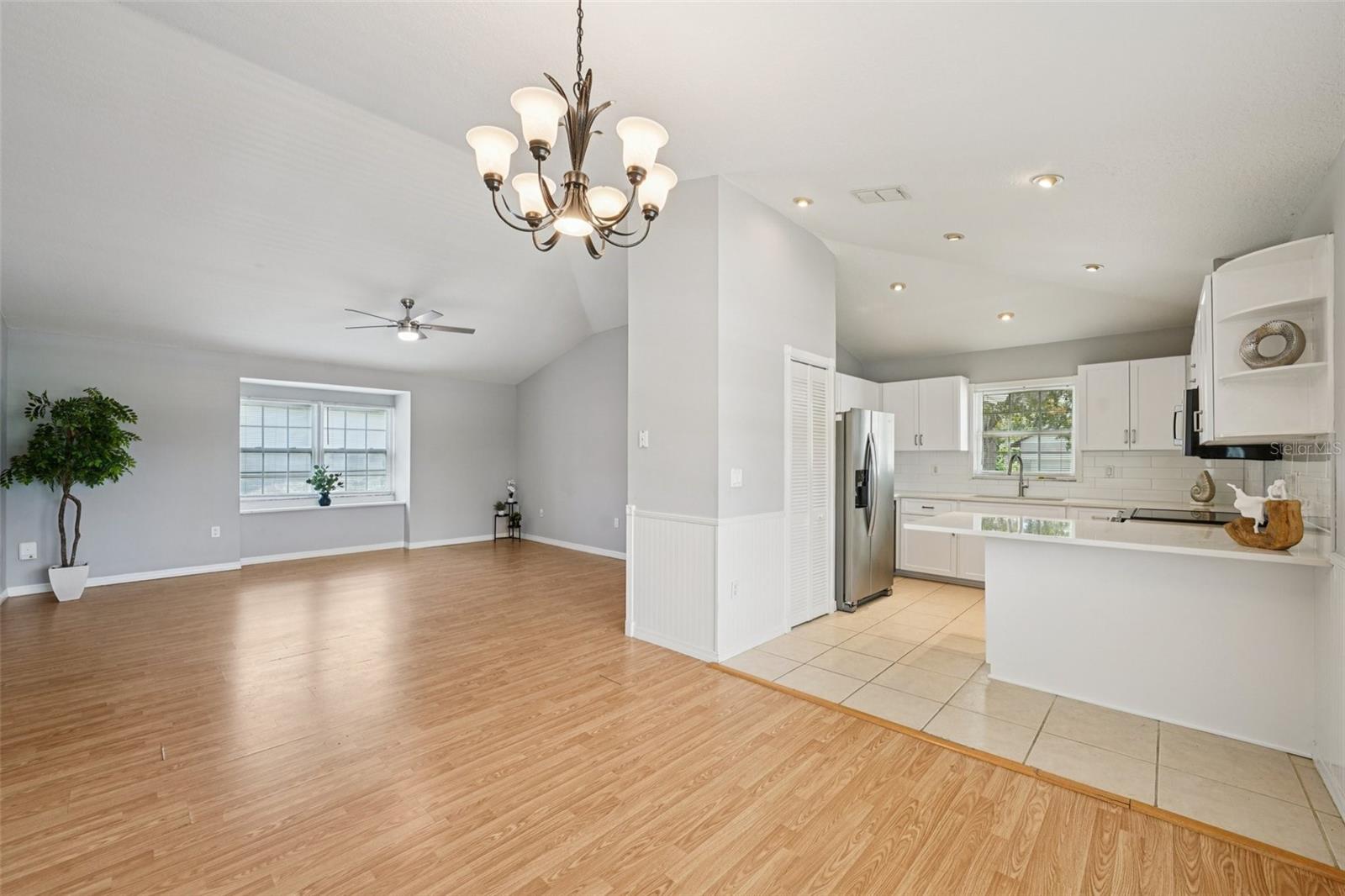 Open living with brand new kitchen