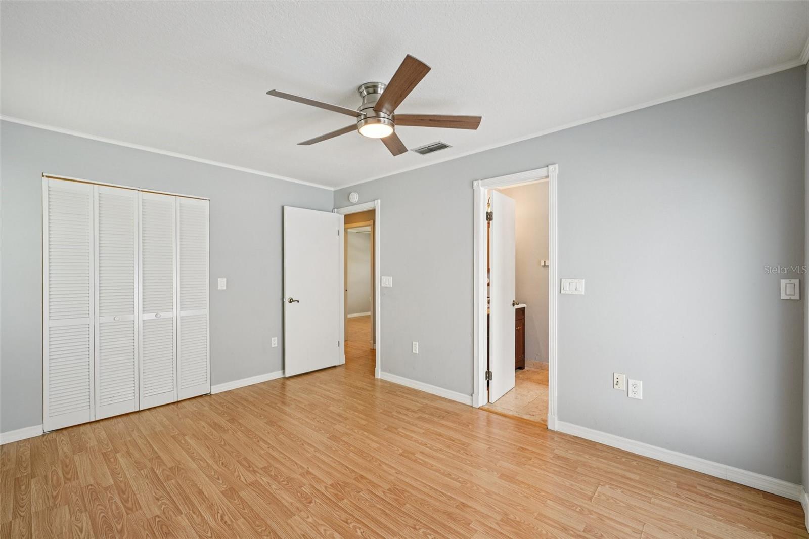 Primary bedroom with walk-in closet