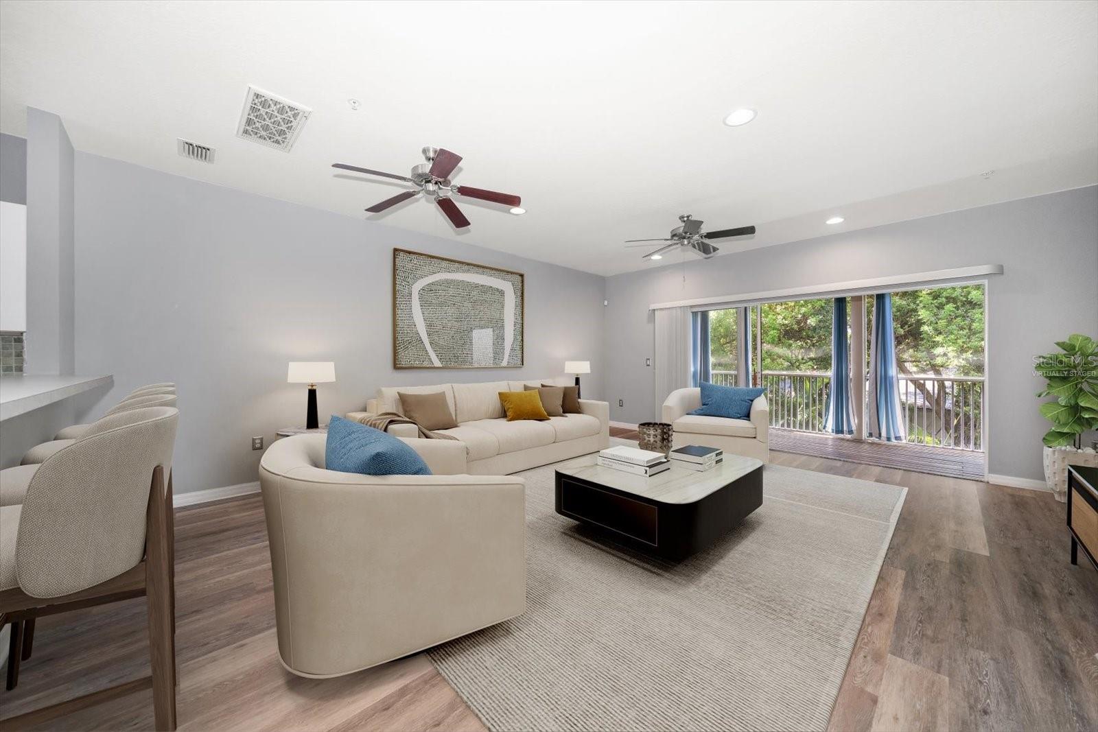 Virtually staged living room