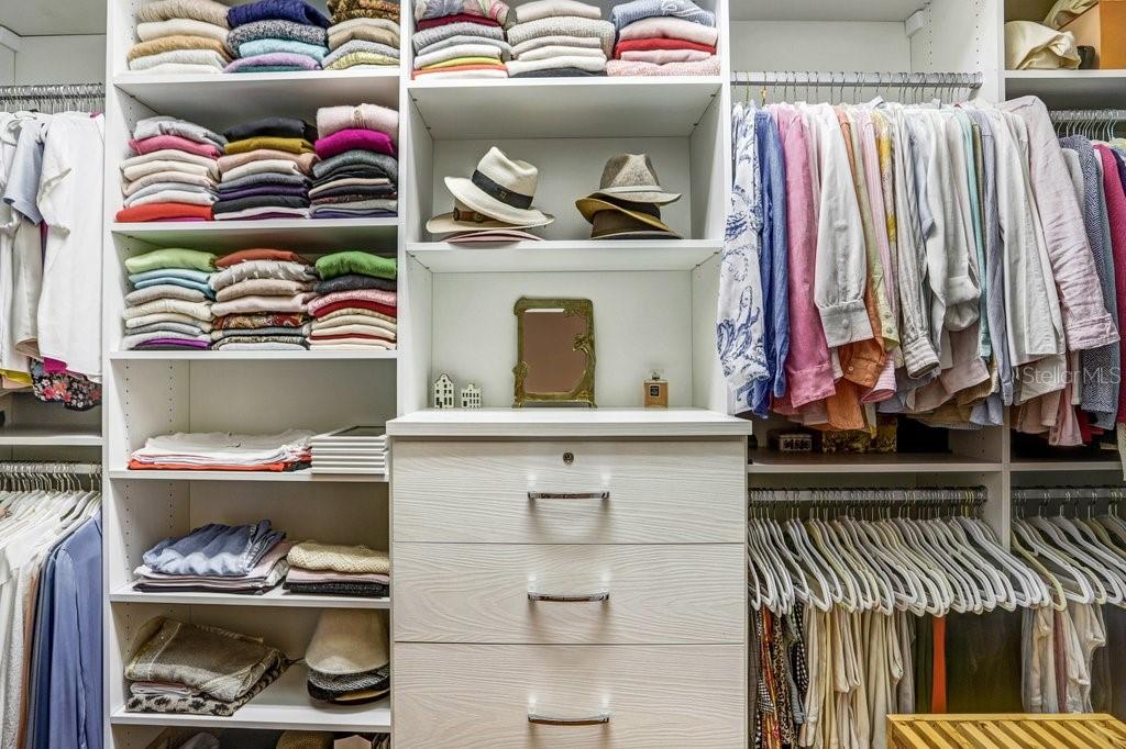 Walk in Master Closet with Custom Built Ins