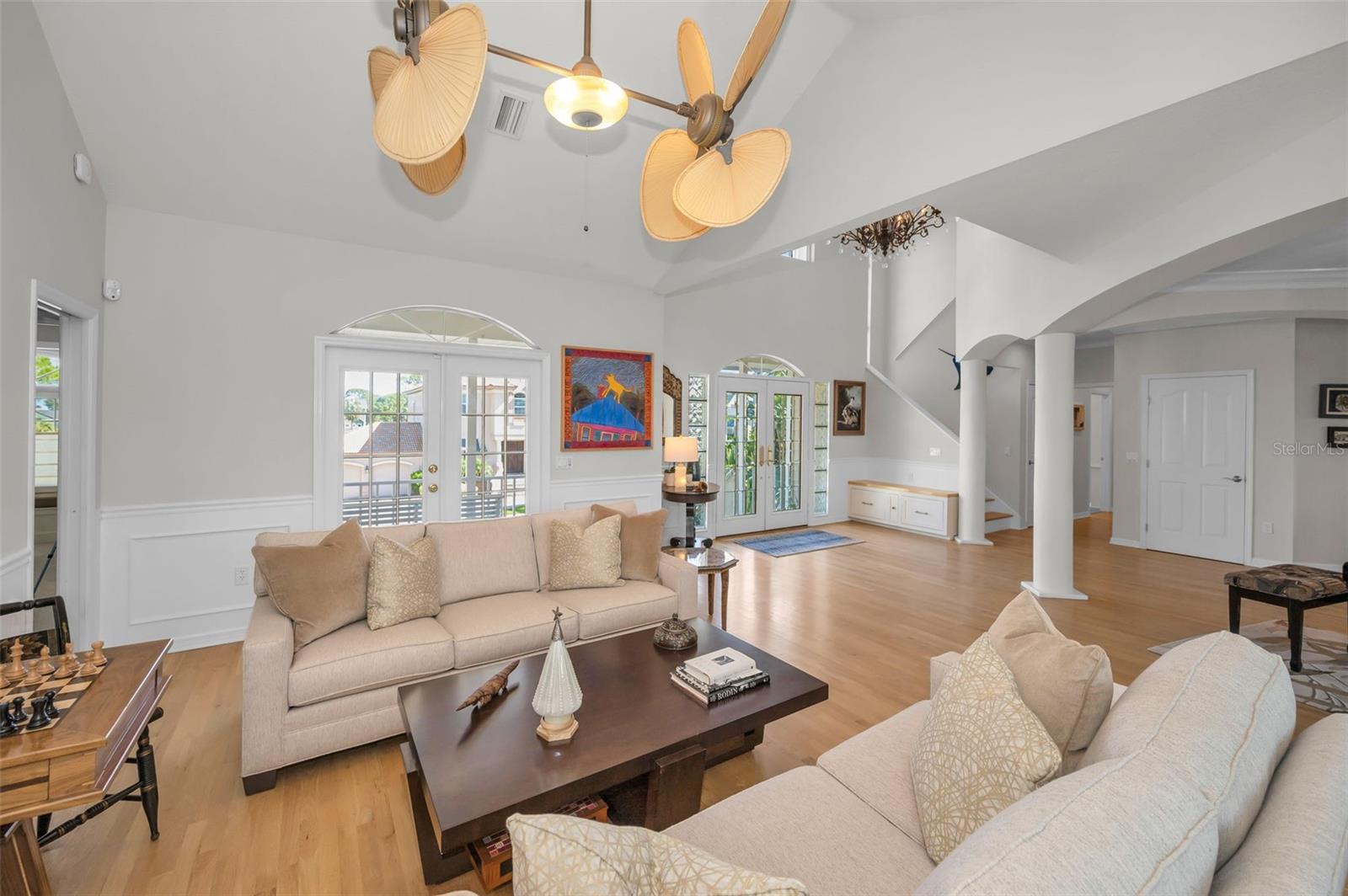 Living room with wood floors