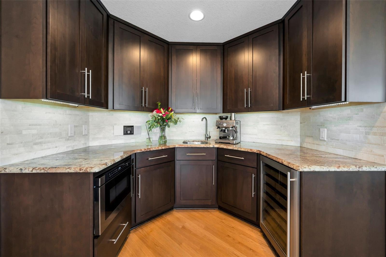 Coffee/Wine Bar with wine refrigerator