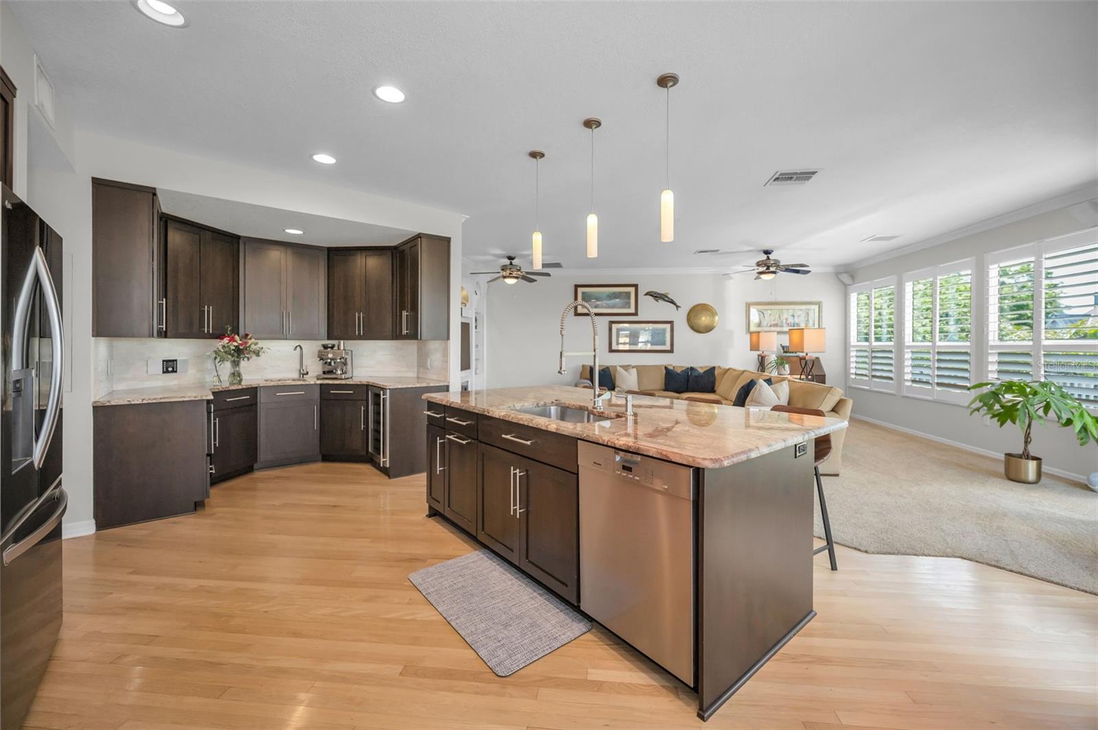 Kitchen is perfect for both for entertaining and cozy casual nights