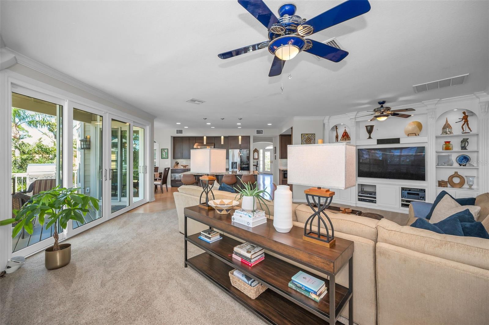 Family room open to kitchen