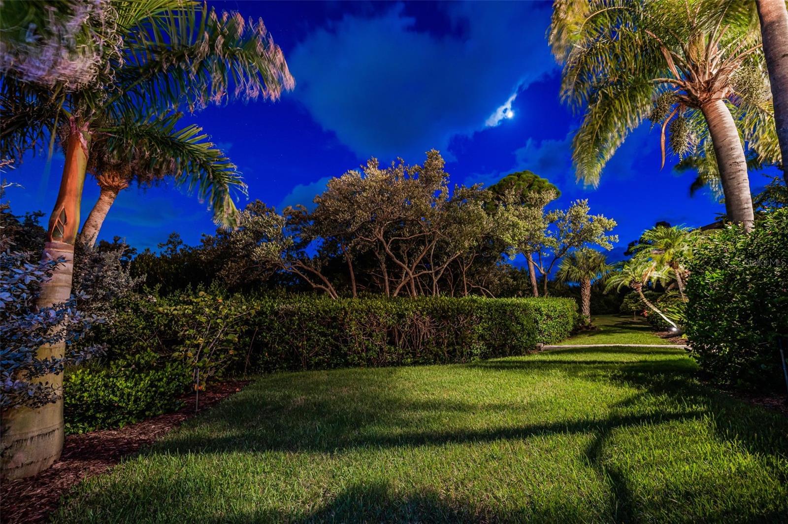 Landscape lighting sets the peaceful mood