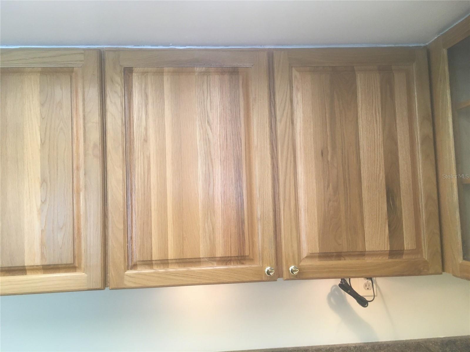 All wood (oak) cabinets