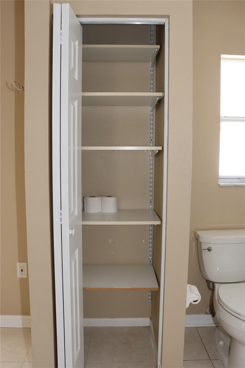 Primary bath linen closet