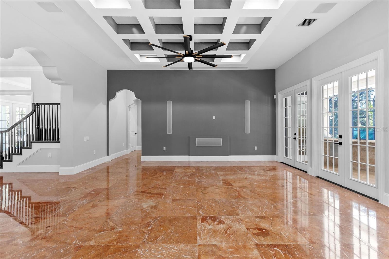 Large Family room with media surround sound