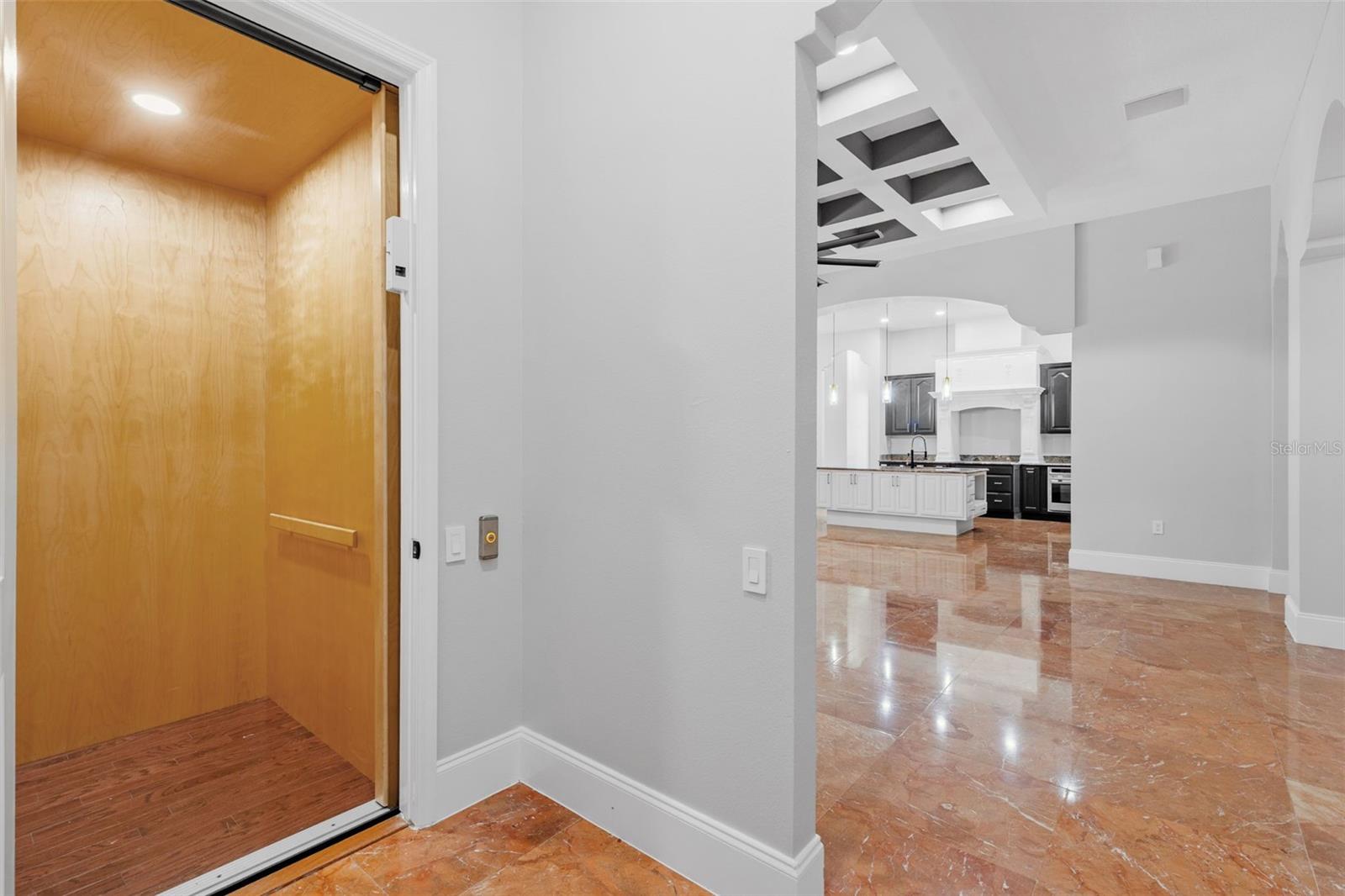Elevator next to Family room