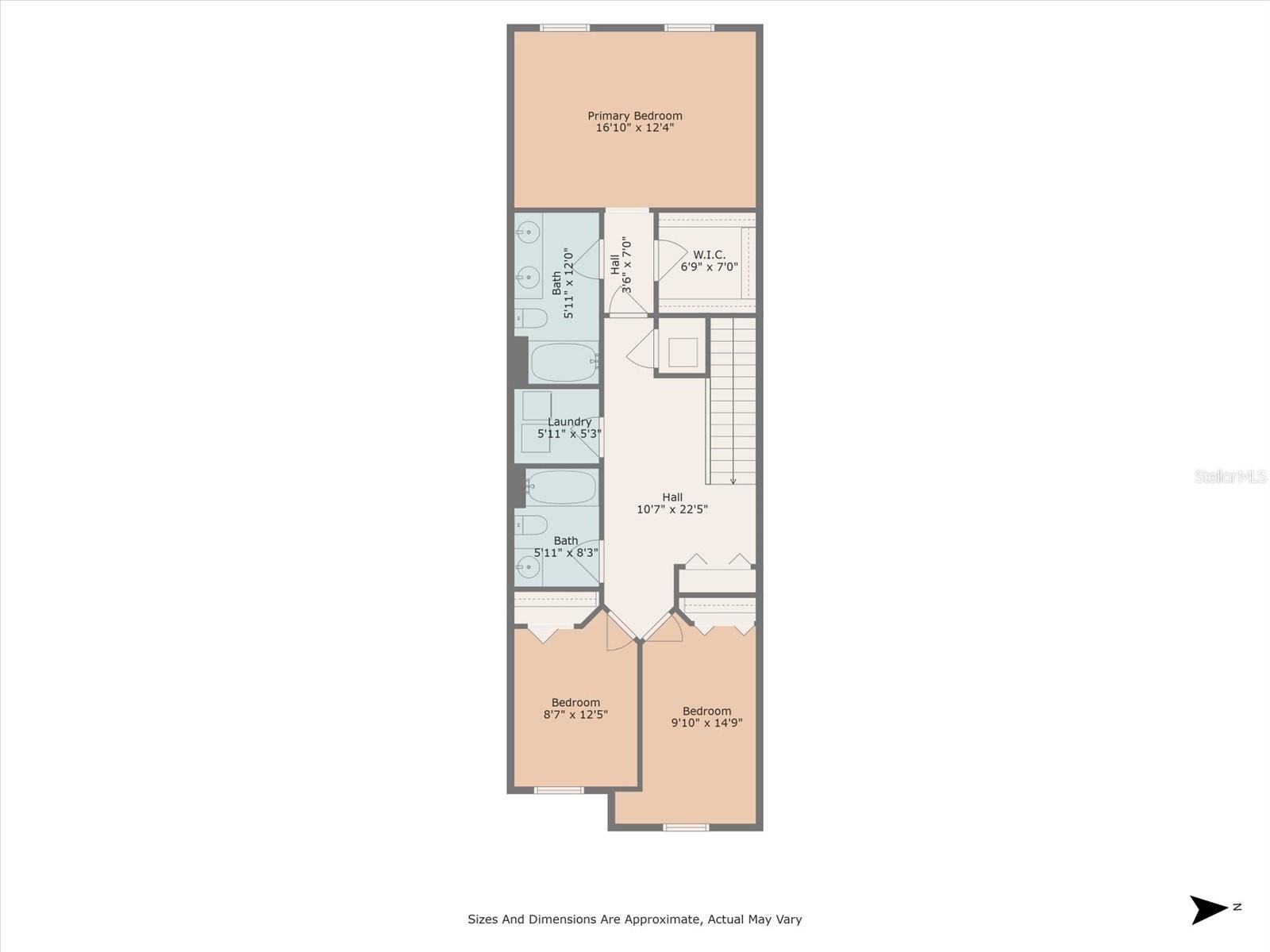 Upstairs Floor Plan Layout with Approximate Dimensions