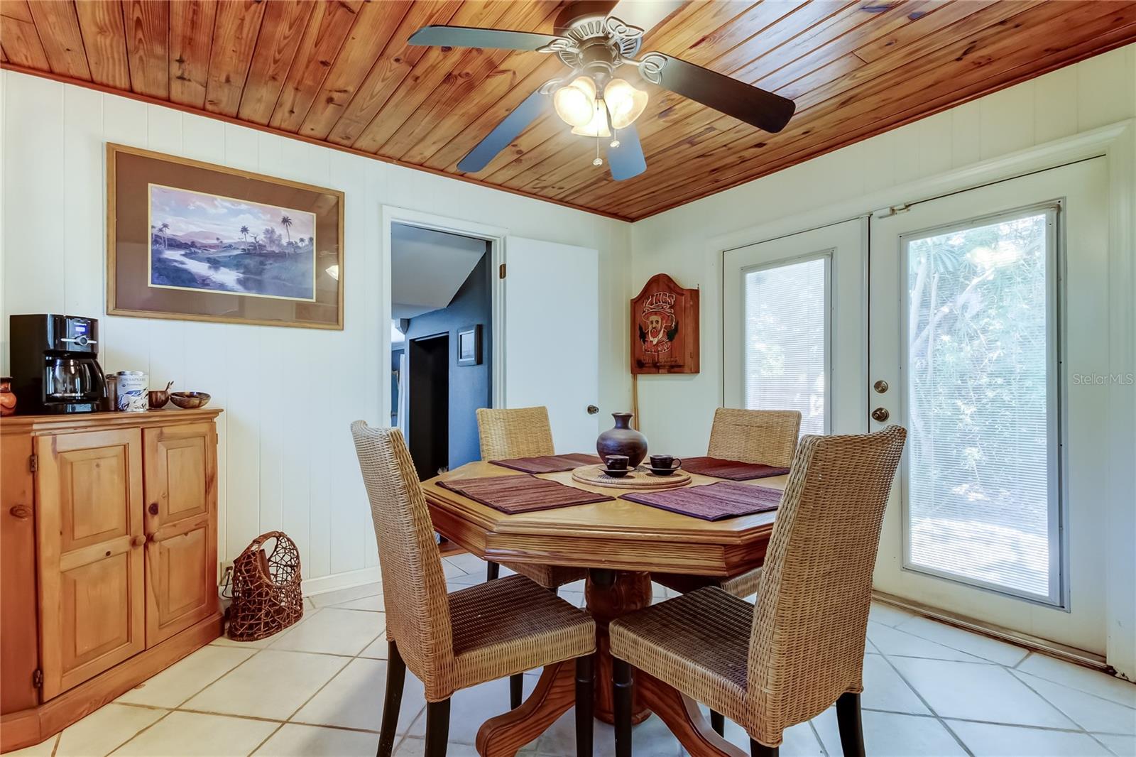 Dining Room with Real Wood Ceiling