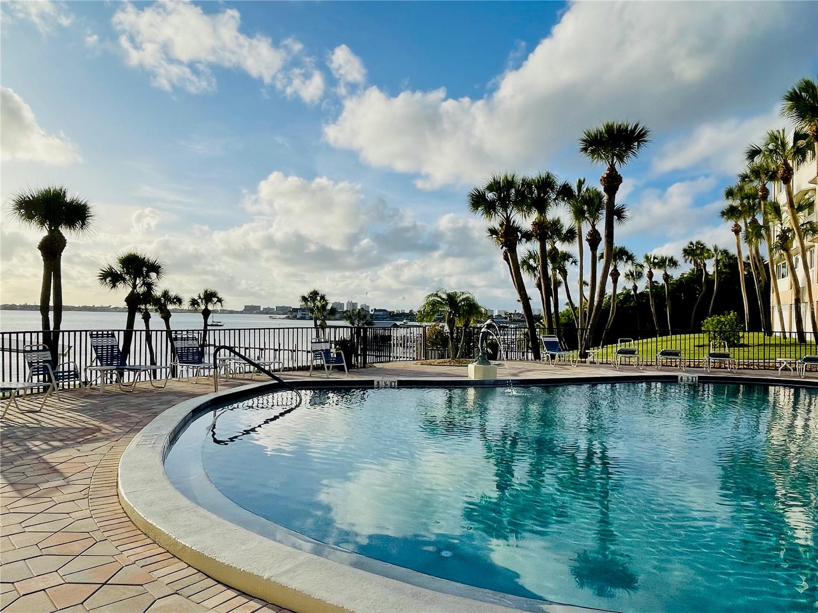Heated Pool with view of Intracoastal