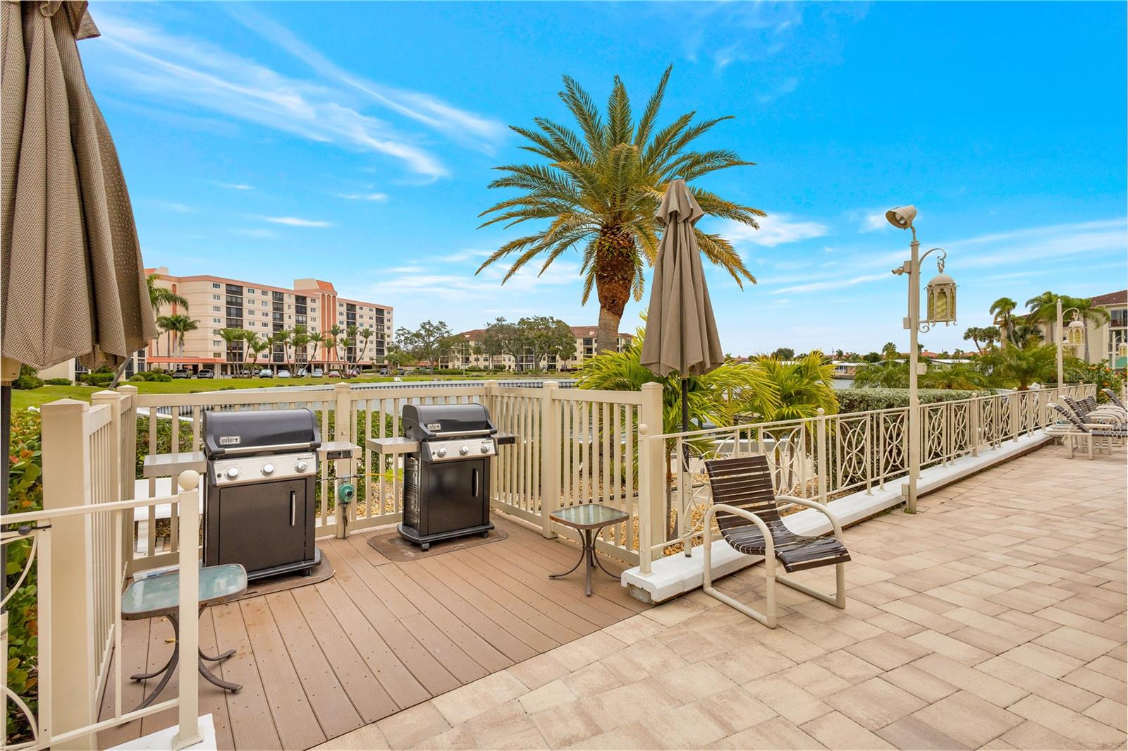 Grilling by the Cove and pool