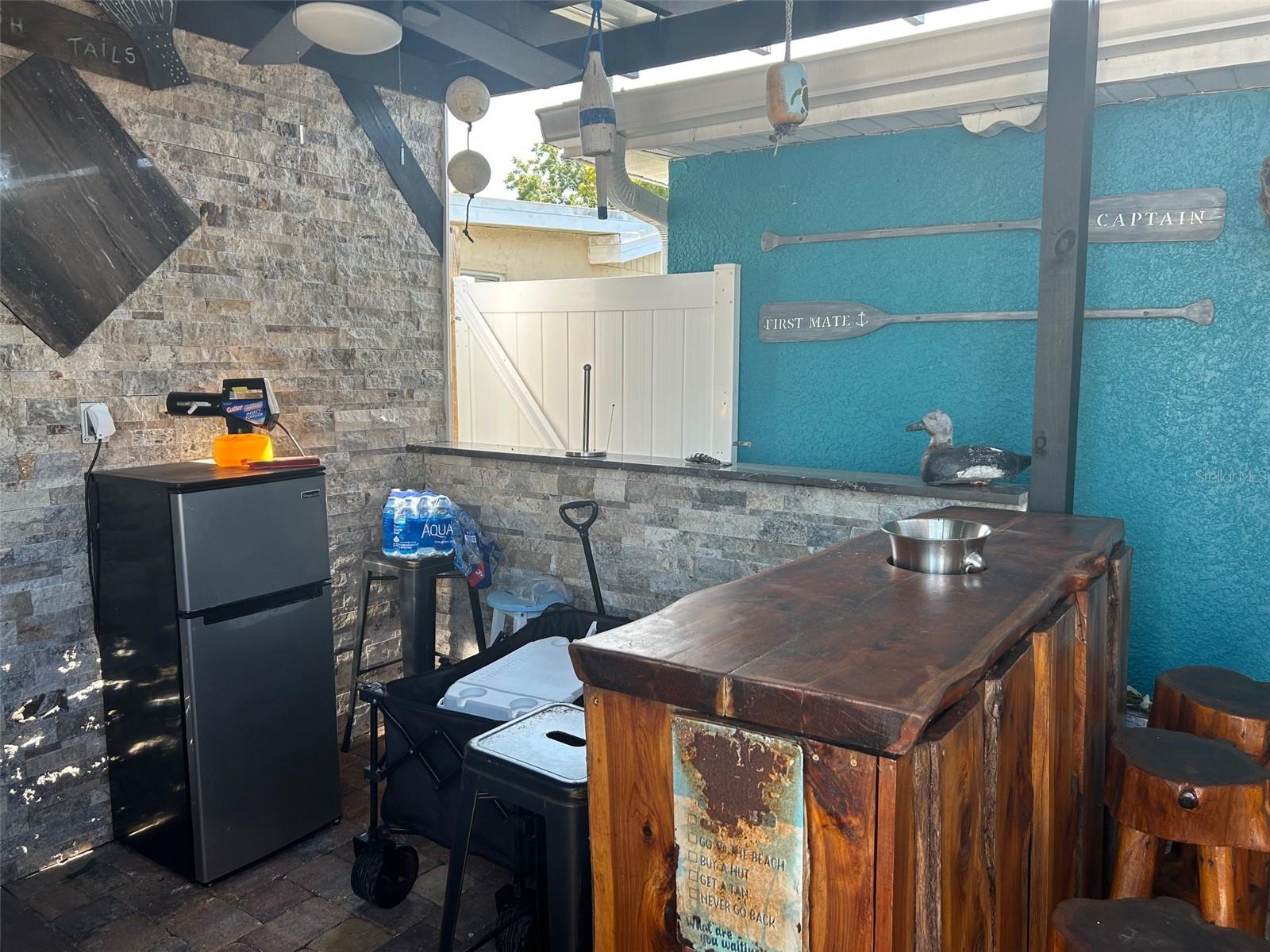 outdoor bar with real brick on the walls