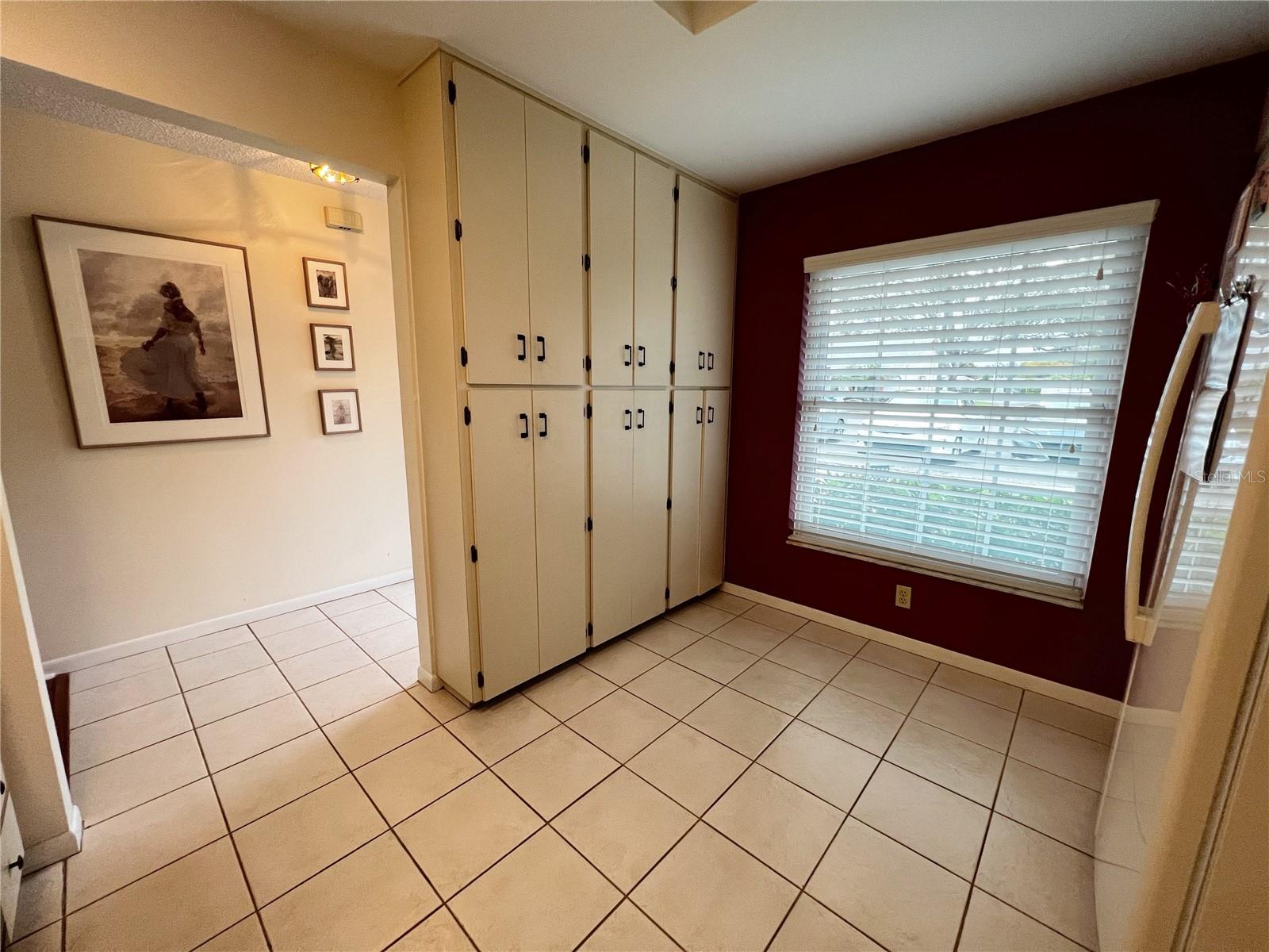 View of the kitchen looking towards the front door.