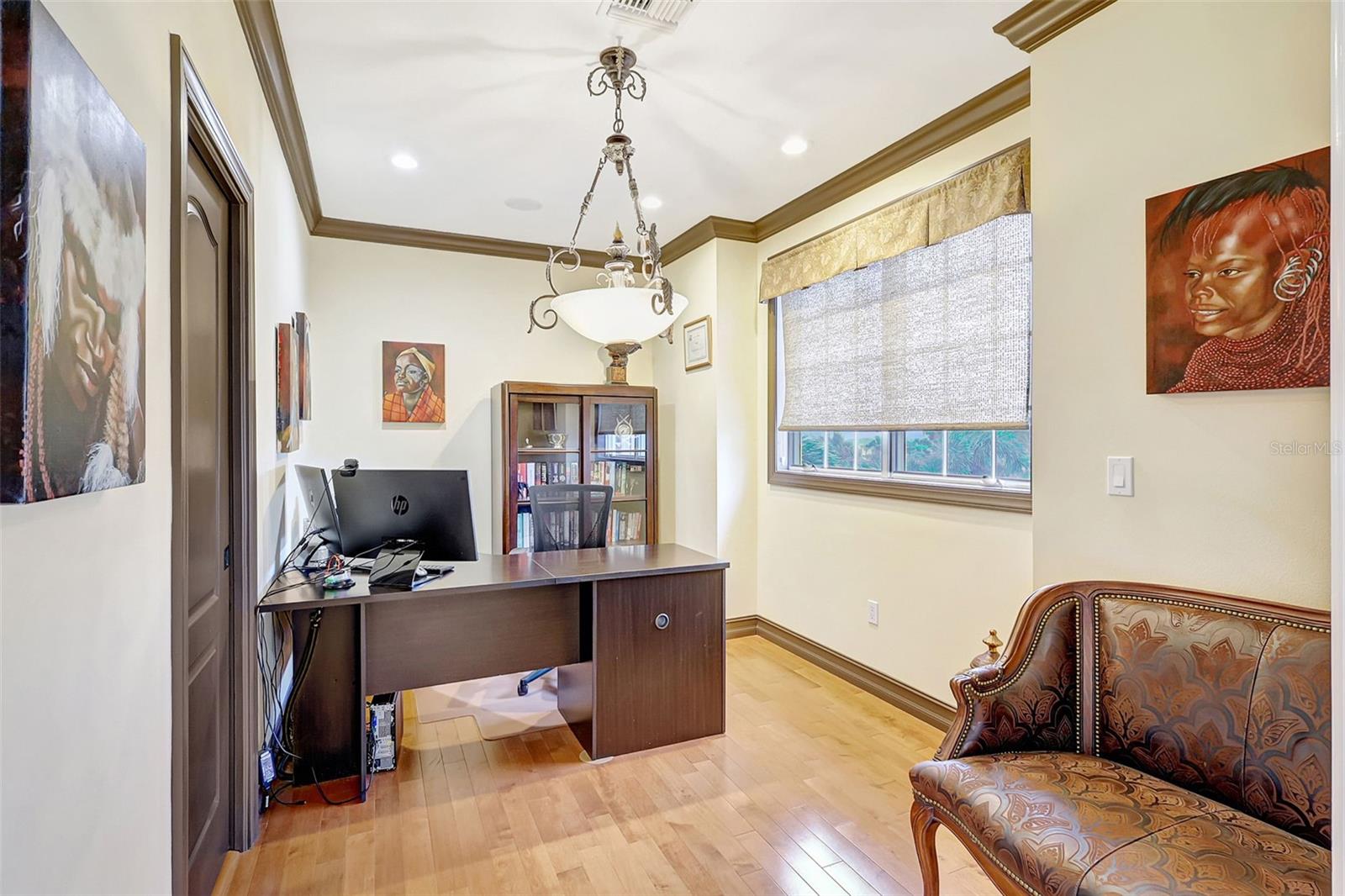 The elegant office offers a serene and relaxing atmosphere.