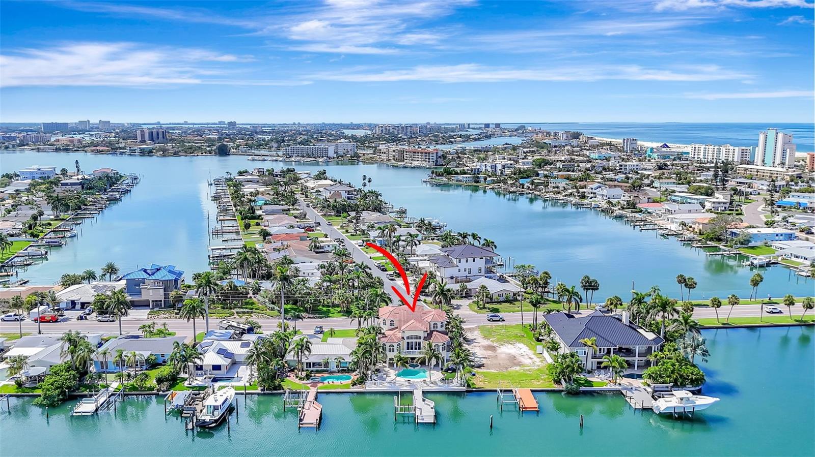 Custom Waterfront Estate with Unrivaled Views from Above.