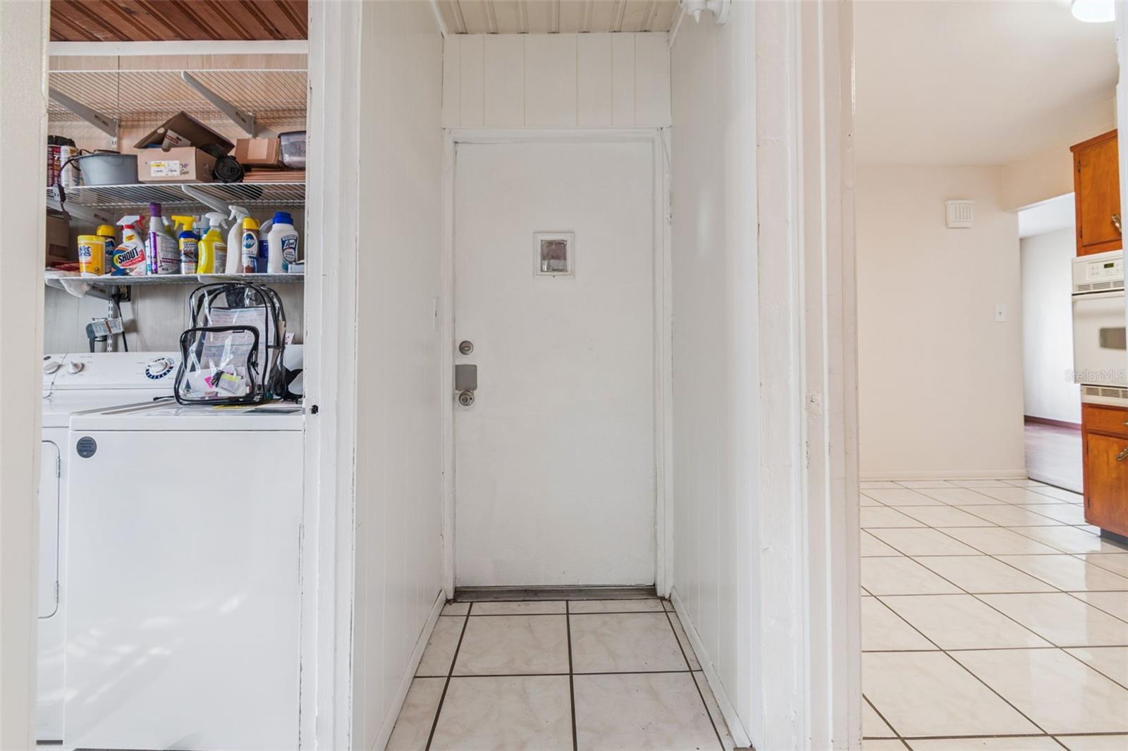 Laundry room left Kitchen on right