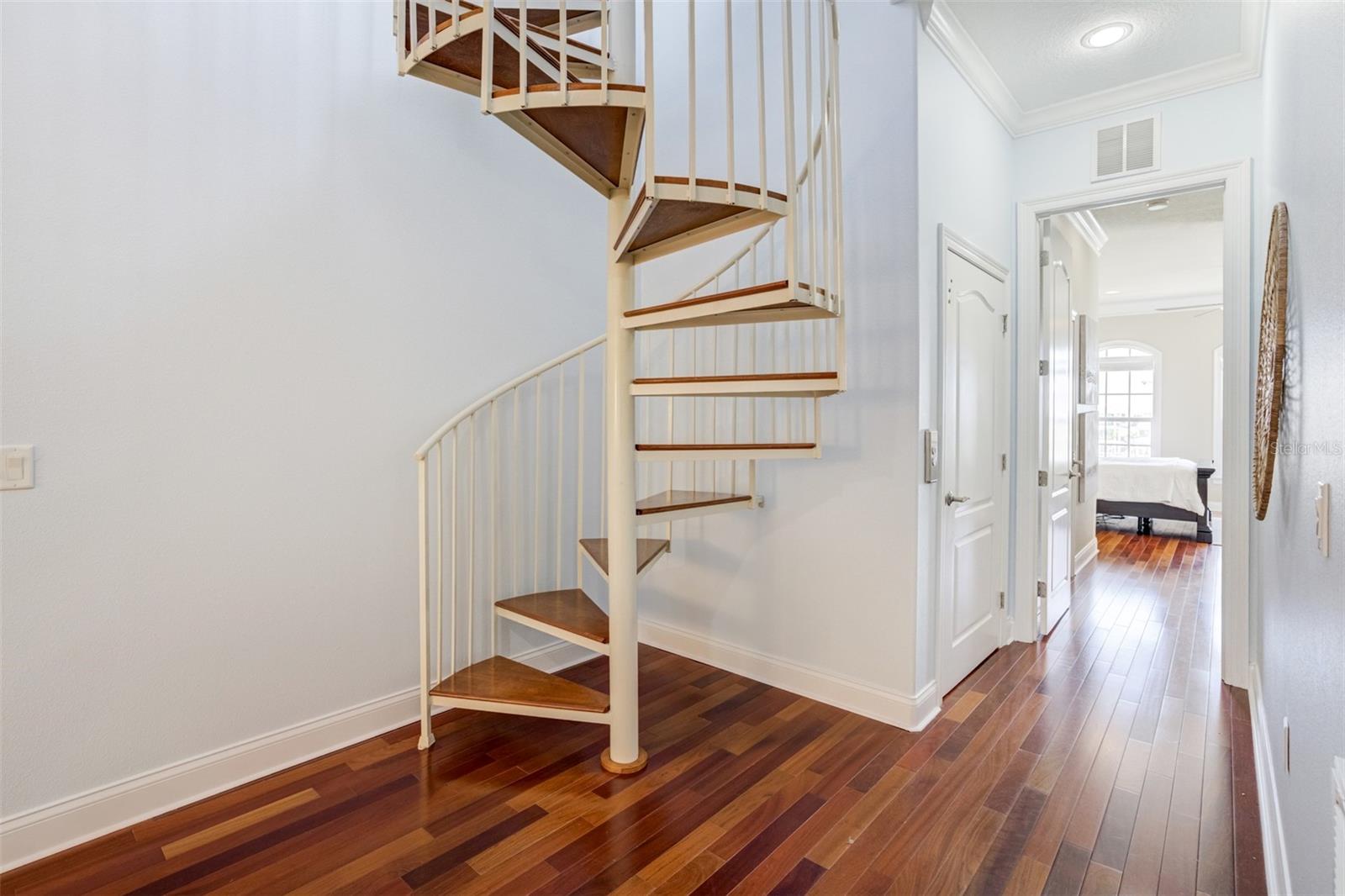 Spiral staircase to roof top terrace