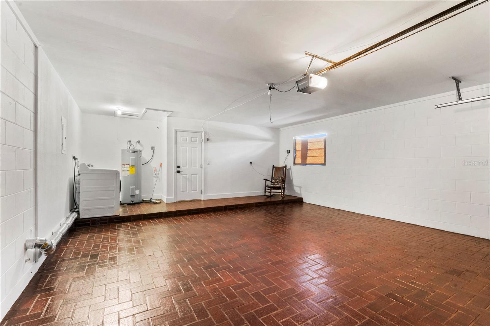 beautiful brick tile in finished garage