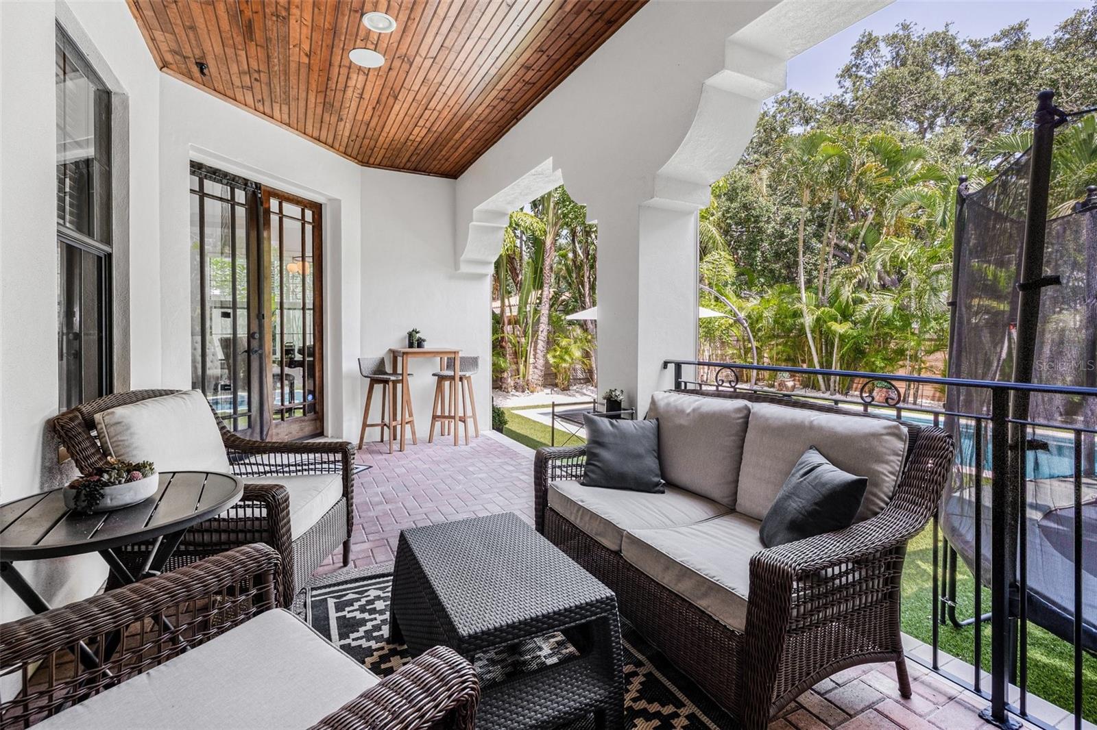 First Floor Porch Overlooking Pool