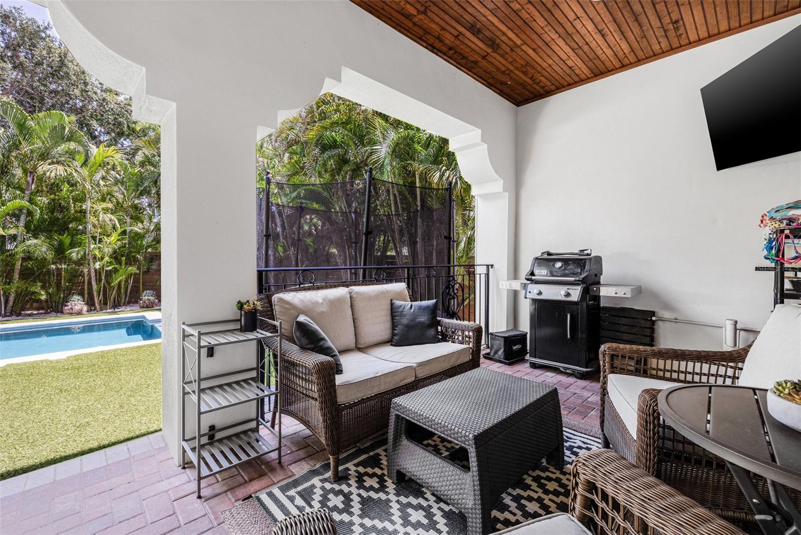 First Floor Porch Overlooking Pool