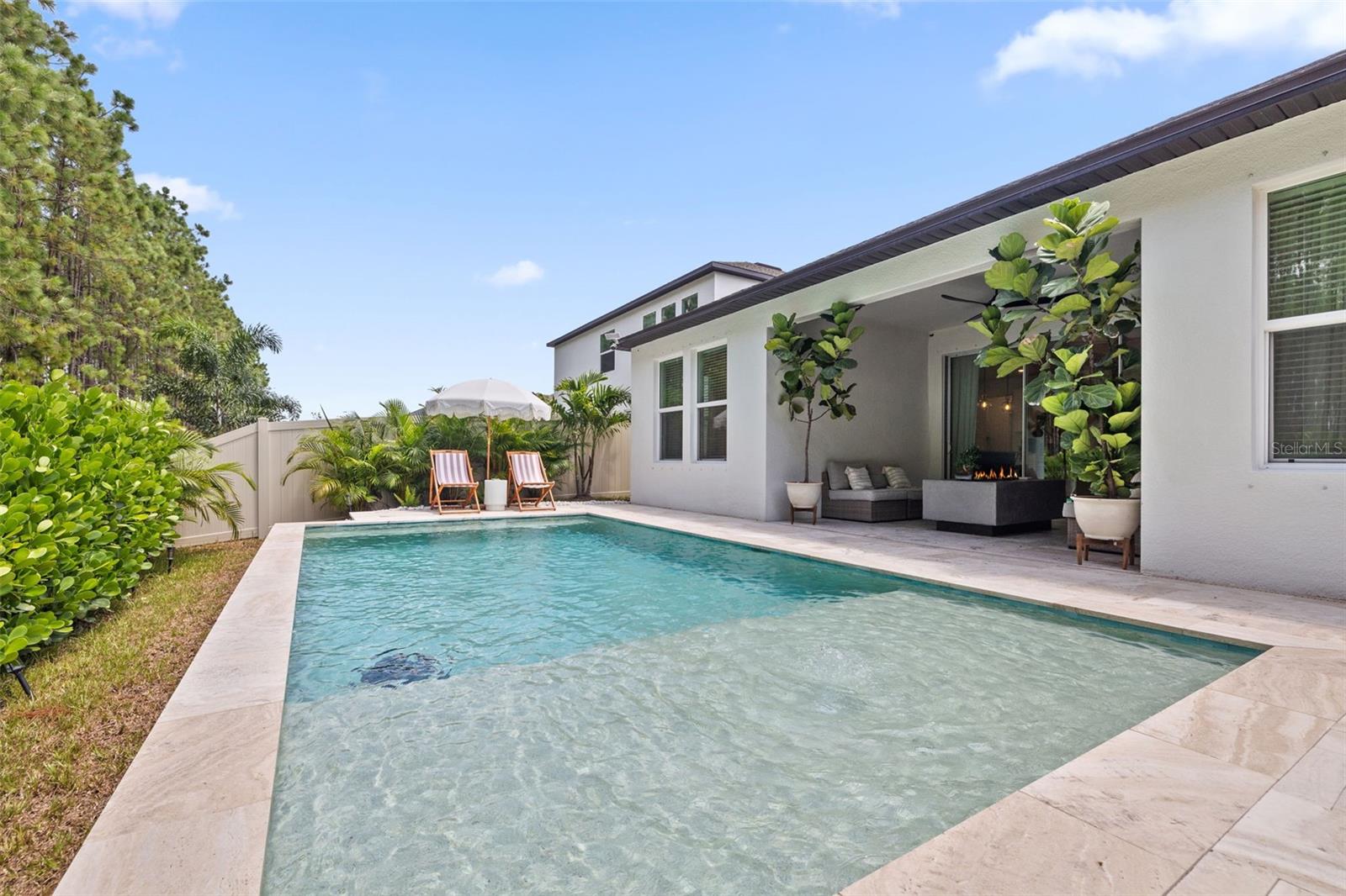 Saltwater Pool with Travertine Deck