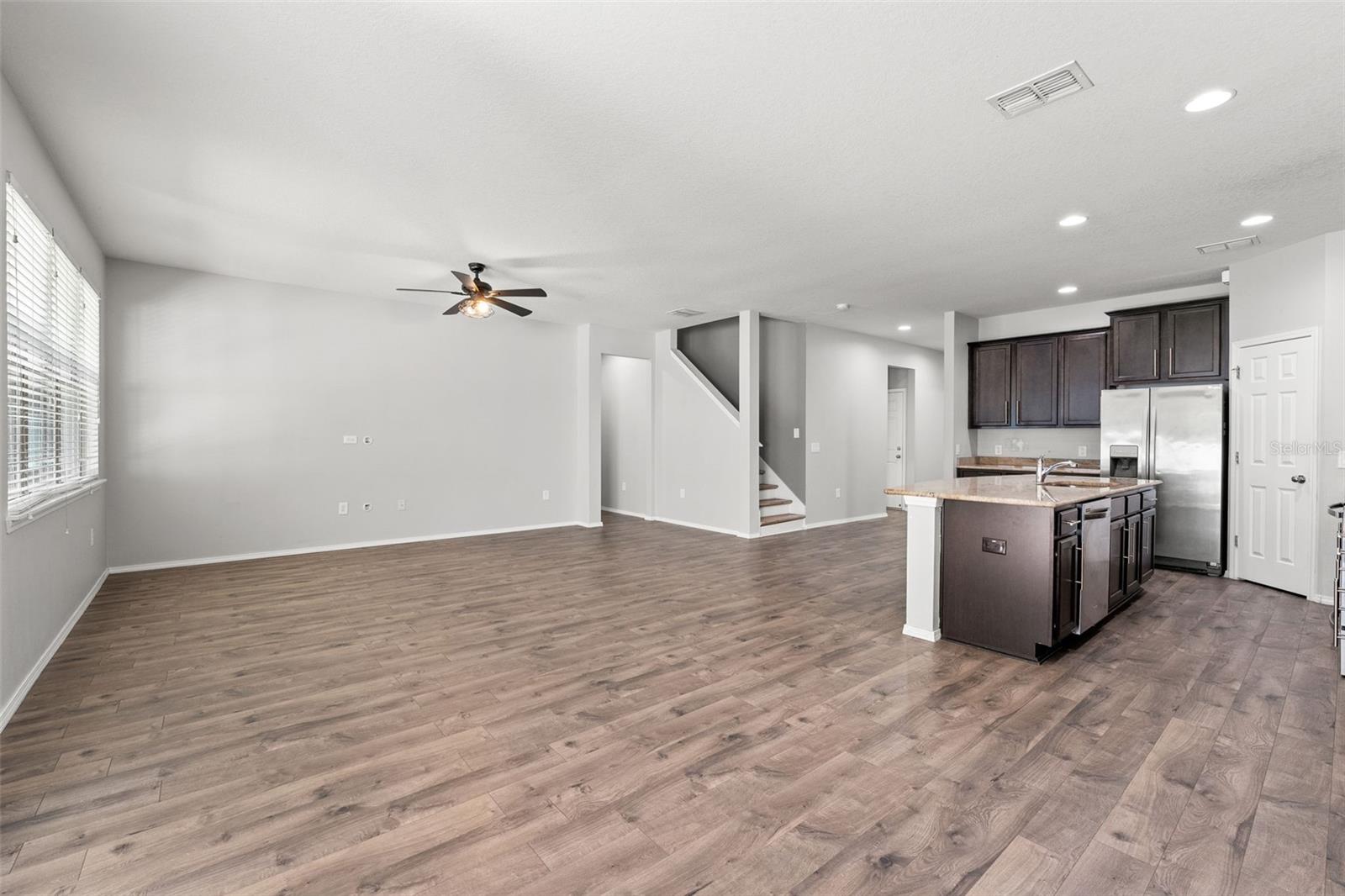 Kitchen/Living Room/Dining Room Combo (View from dining area)