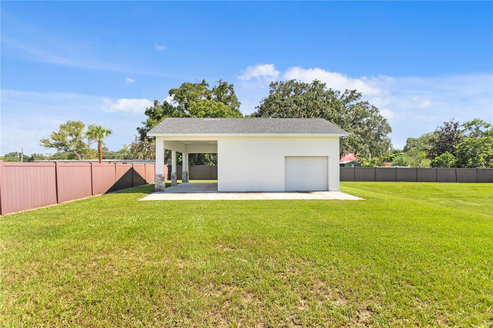 Detached Garage & RV Overhang!