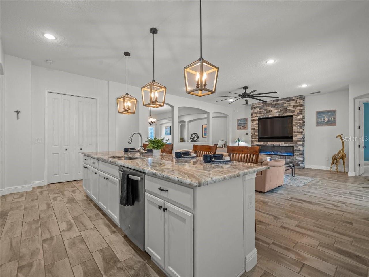 Kitchen and Family Room in an Open Floor Plan