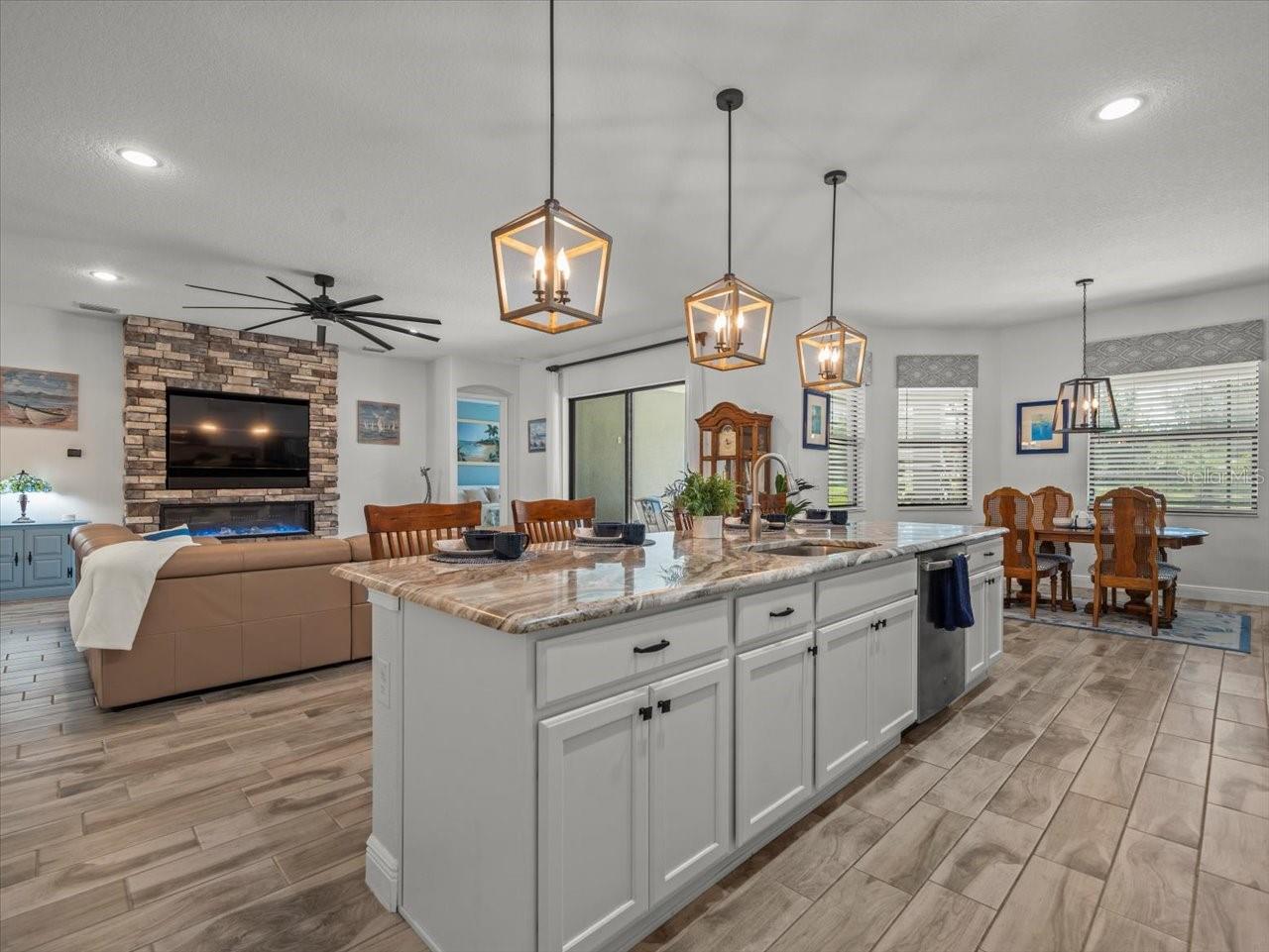 Kitchen and Family Room in an Open Floor Plan