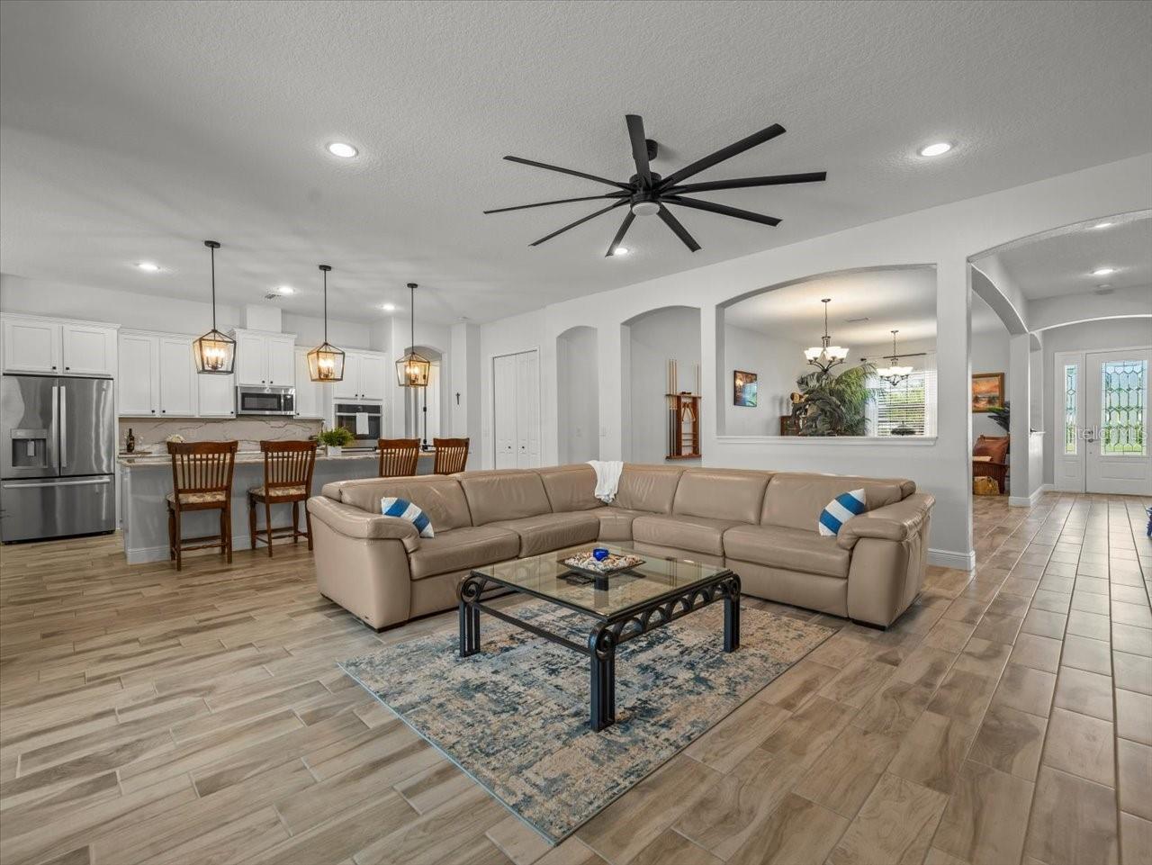 Family Room and Kitchen with direct views to Ling/Dining Room