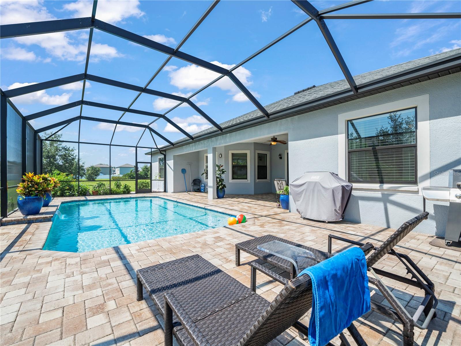 Large (47x35) Patio and Saltwater Pool area with upgraded pavers