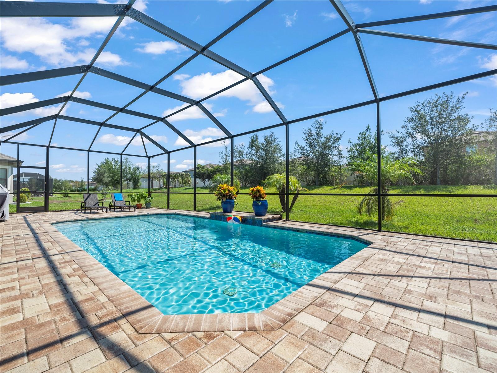Large (47x35) Patio and Saltwater Pool area with upgraded pavers
