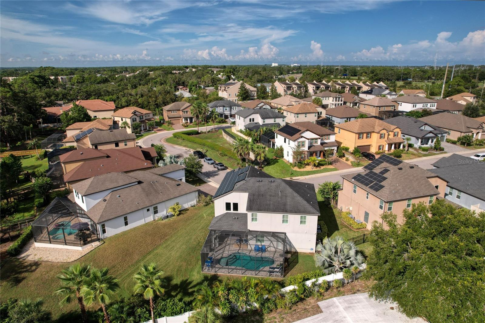 Aerial view of the rear of the home