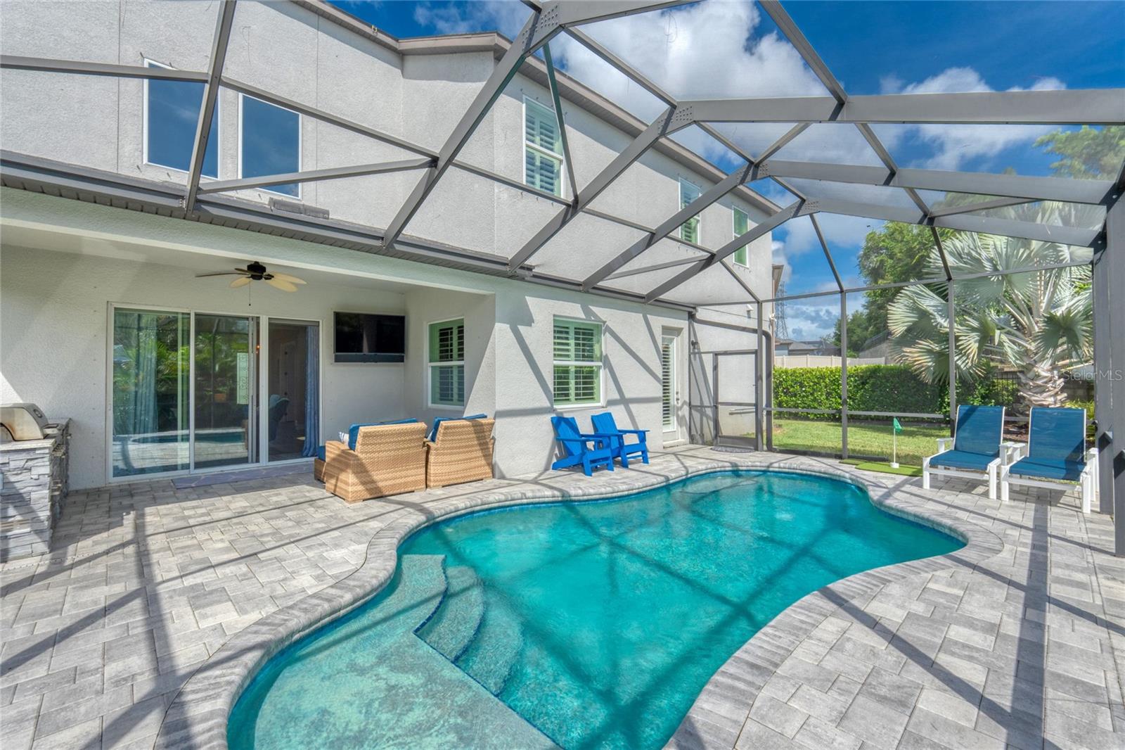 Screened in pool area
