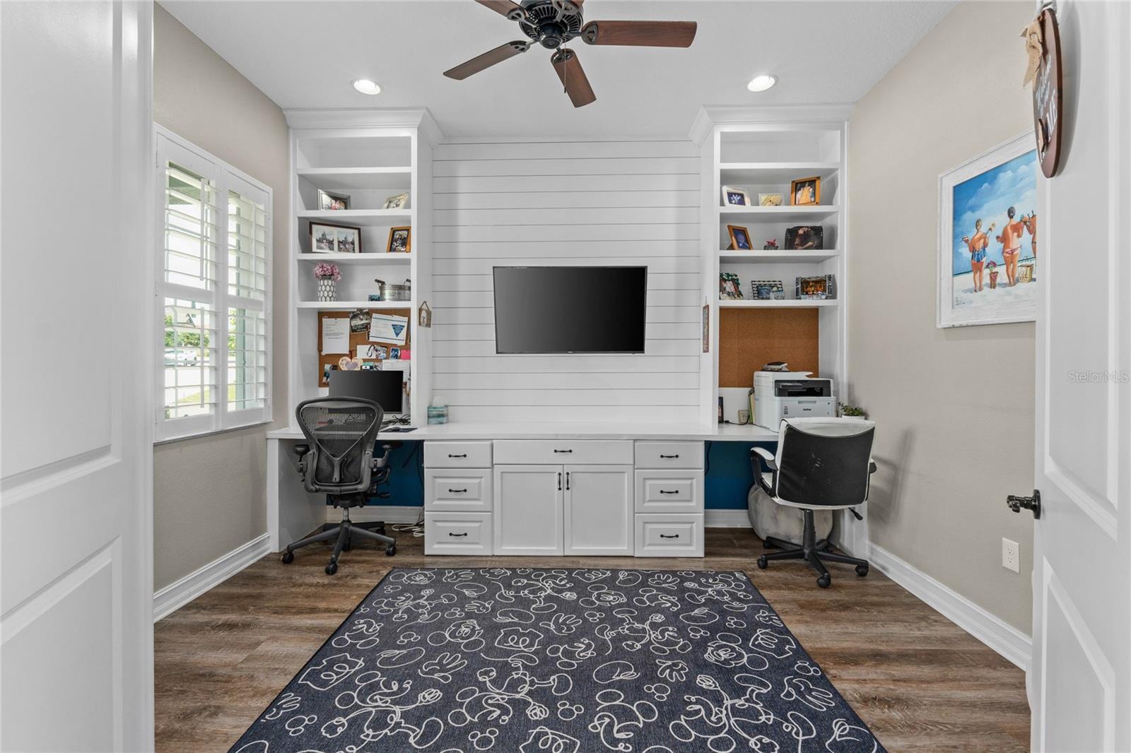 Office with 8 ft French Doors and shiplap detailing