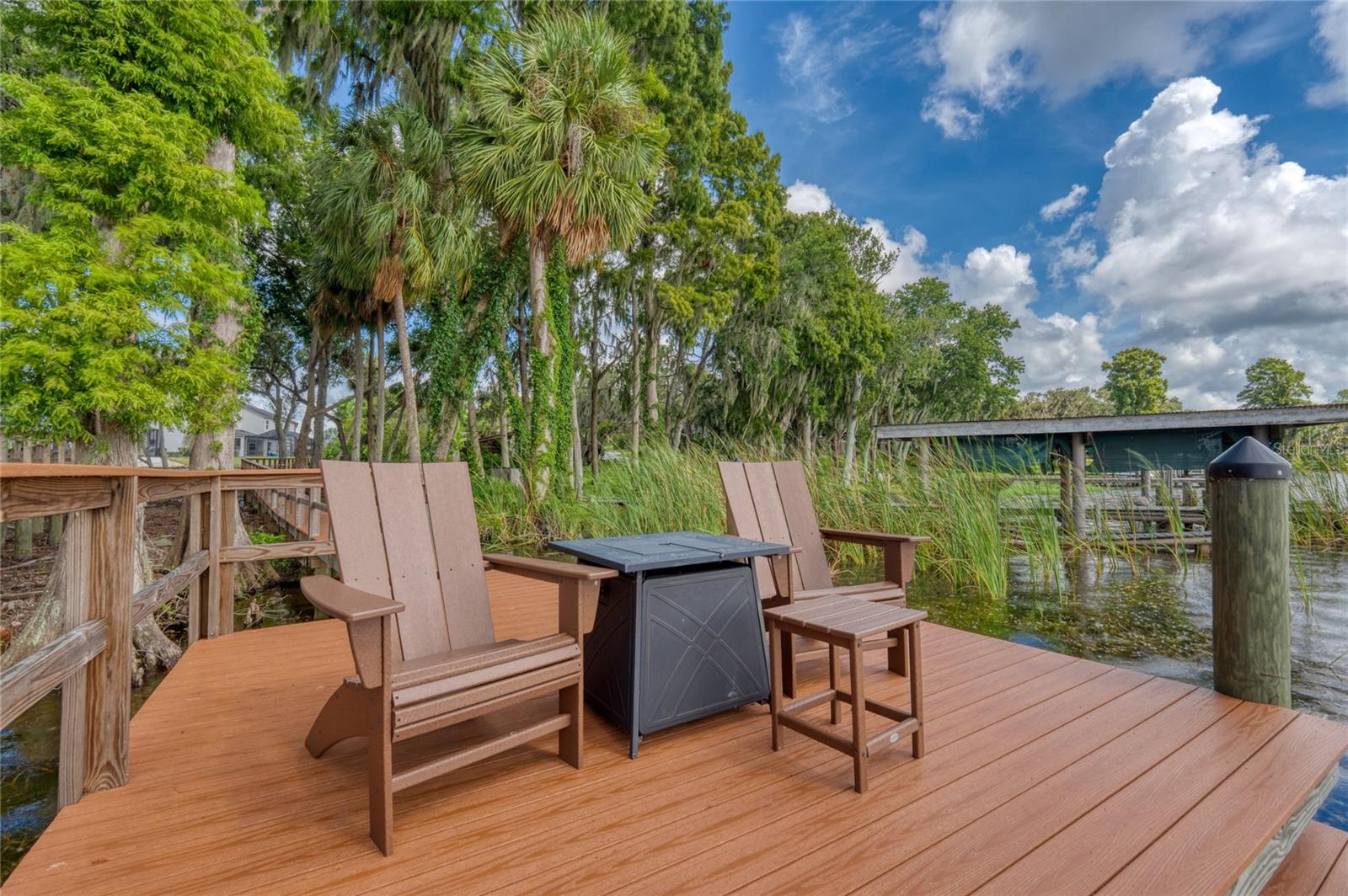 Sitting area at the end of the dock