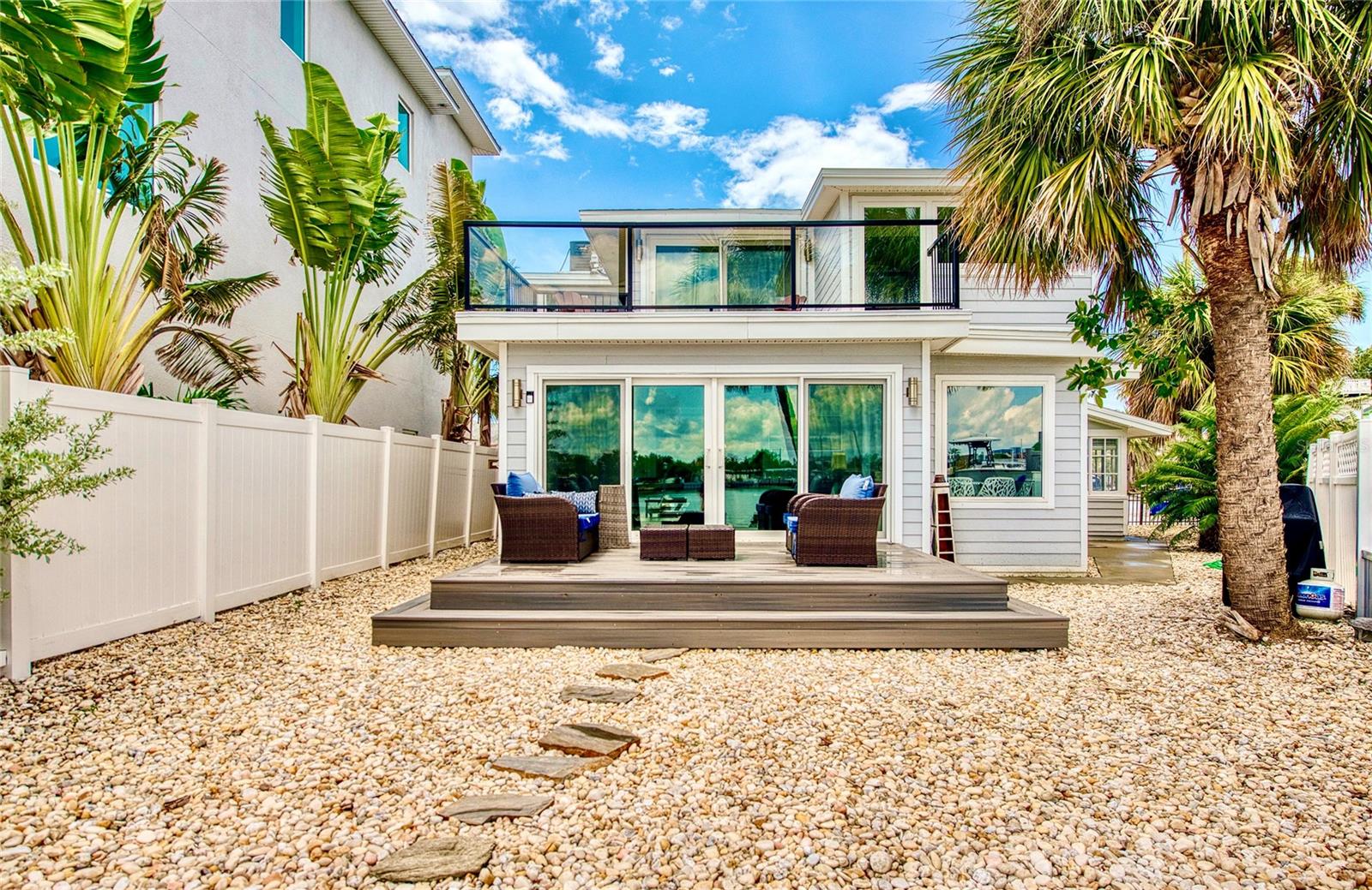 Backyard view of outdoor living area