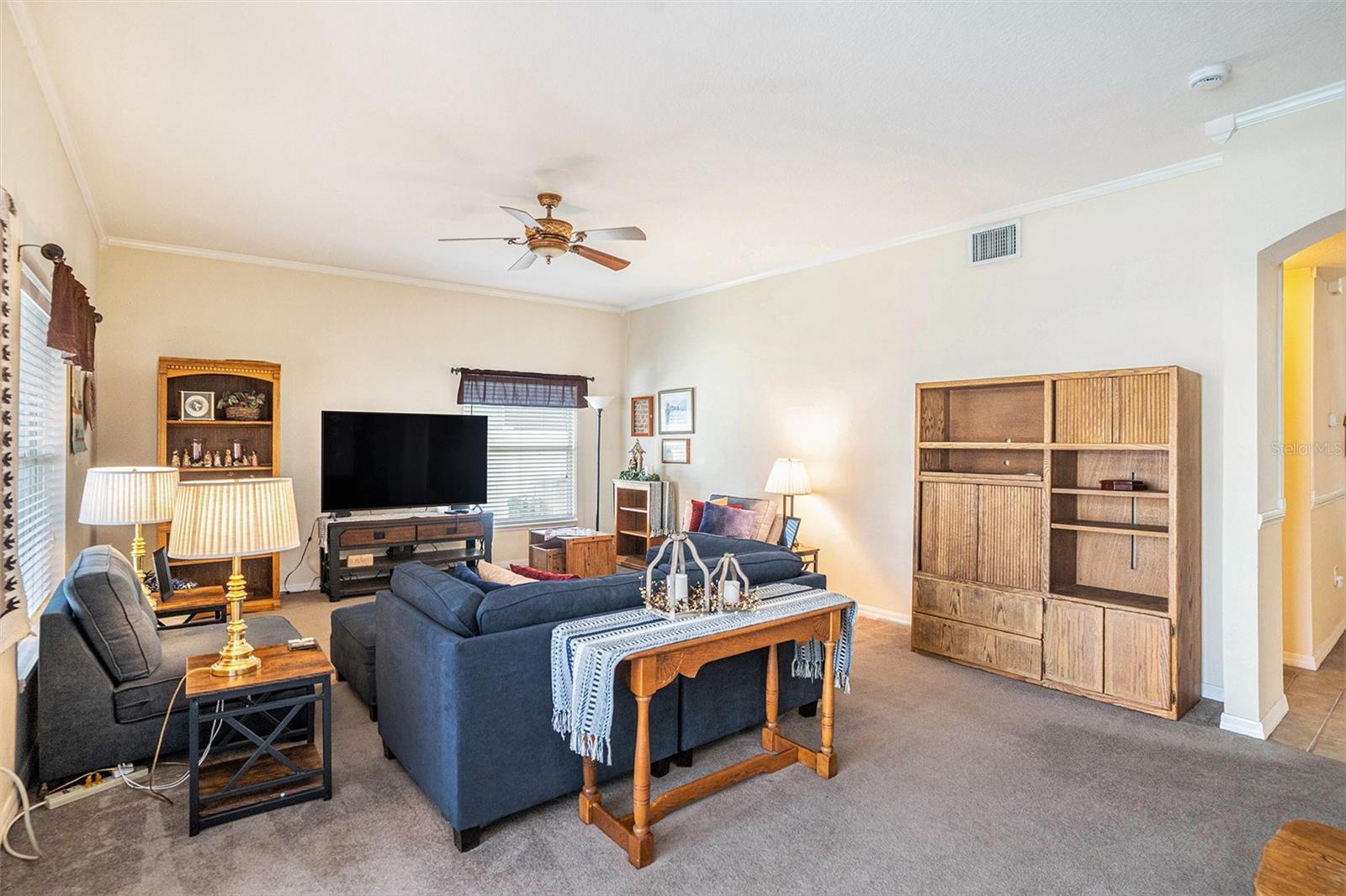 Large Family Room with ceiling fan