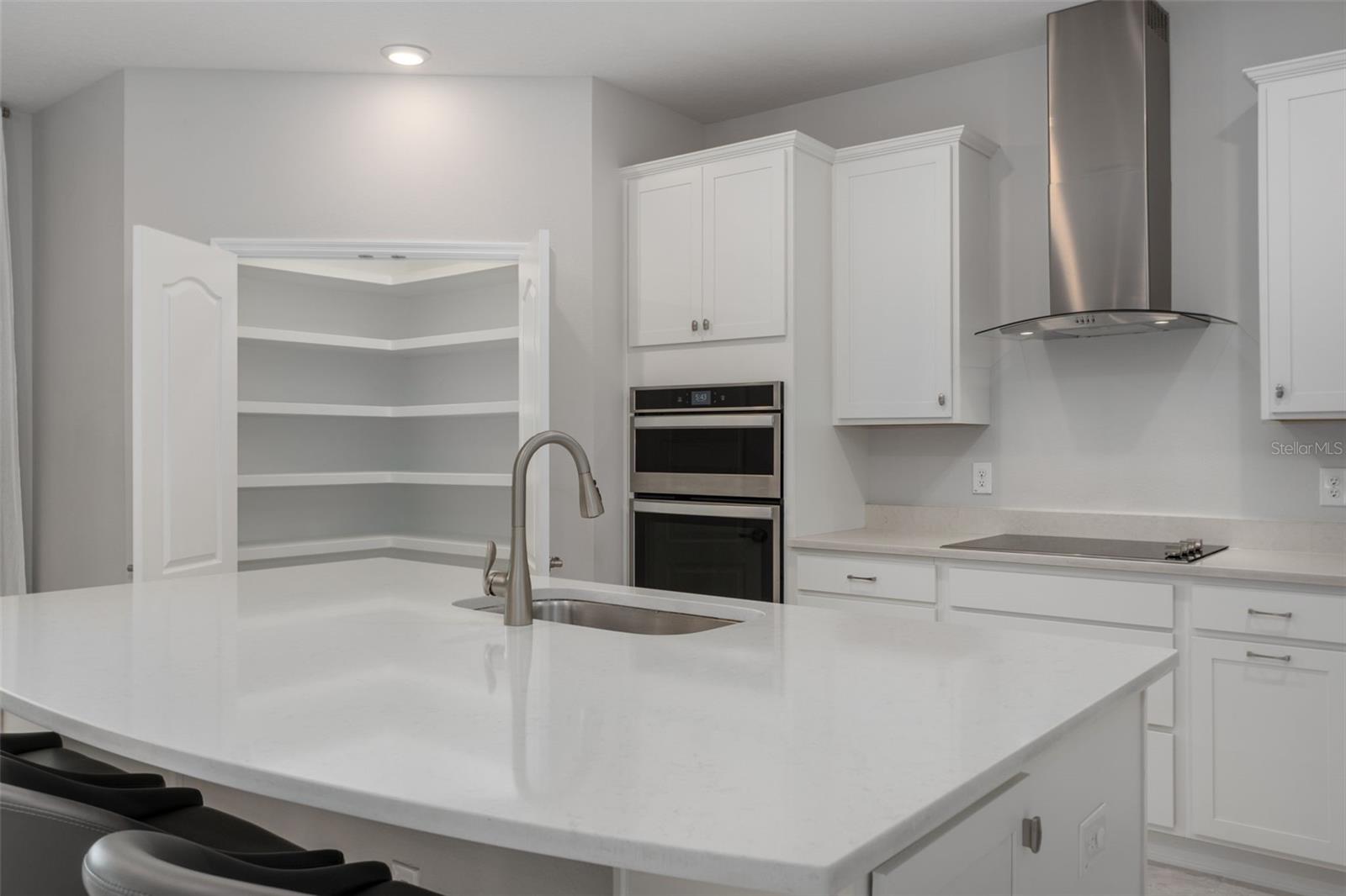 Check out this beautiful custom shelved pantry