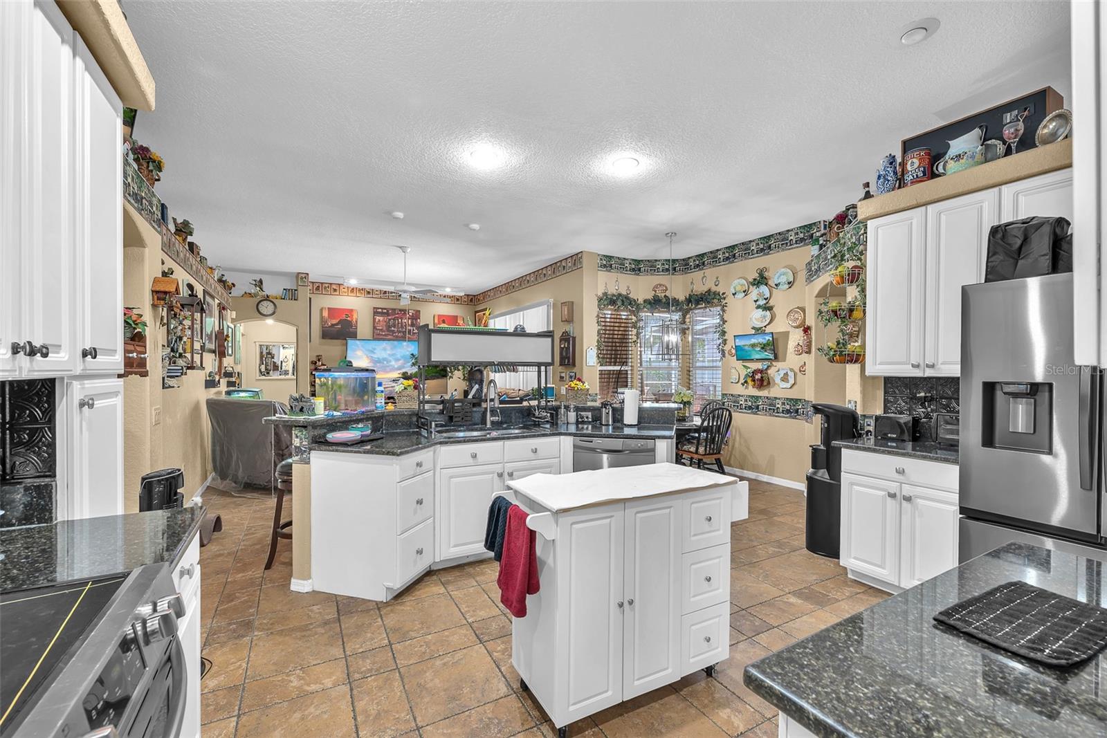 Kitchen is open to the family room