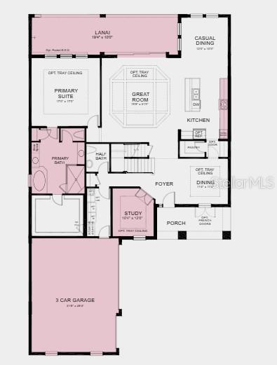 Additional Highlights Include: Pocket sliding glass door at great room, 3-car garage, gourmet kitchen, 8' interior doors, covered extended lanai, deluxe primary bathroom, study in place of flex, and outdoor kitchen rough-in.