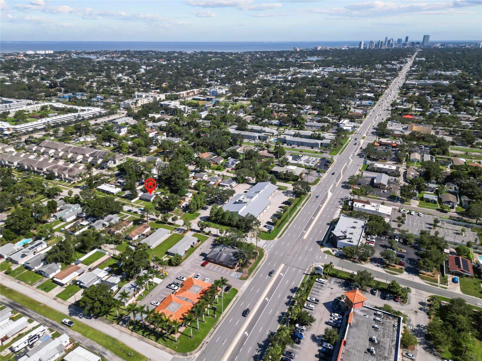 Aerial View showing proximity to shopping, dining, Starbucks and Downtown St. Pete
