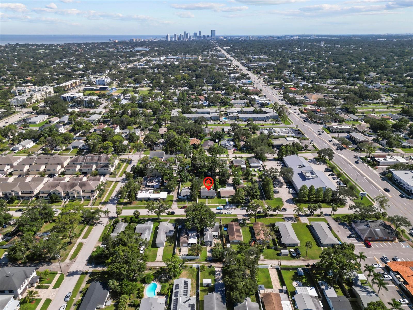 Aerial View showing proximity to Downtown St. Pete